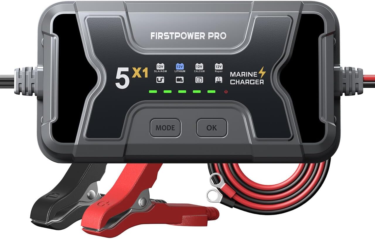 2 Bank Marine Battery Charger 5X2, 10A (5A\/Bank) - 12V Waterproof Onboard Battery Charger, Battery Maintainer & Desulfator for SLA\/AGM, Lithium (LiFePO4), Calcium & Deep-Cycle Battery- Charged 24\/7 - Image 11