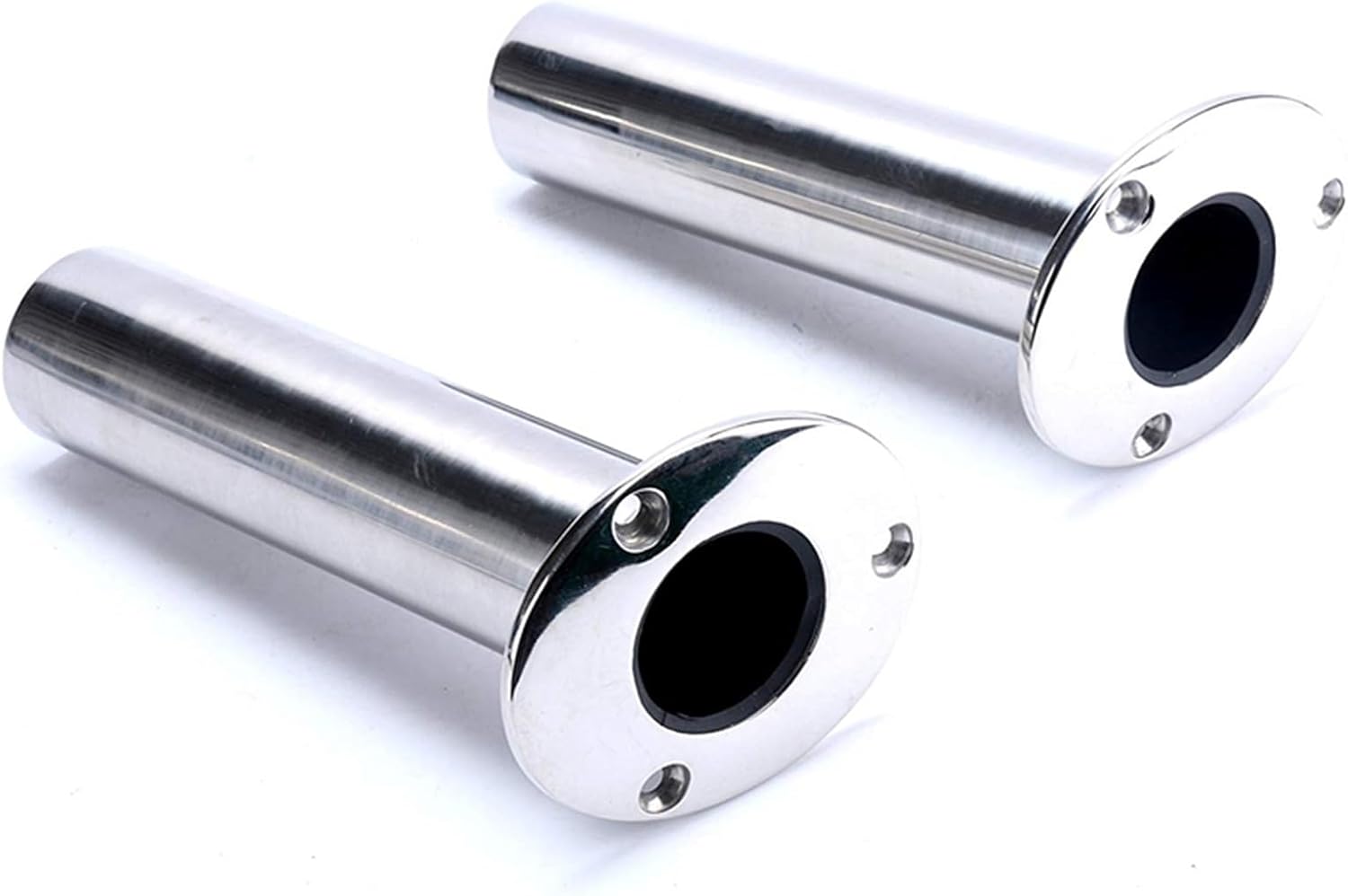 2pcs Boat Accessories Marine Stainless Steel 316 Deluxe Rod Holders with Drain, Flush Mount Fishing Rod Pole Holders, 15 Degree - Image 2