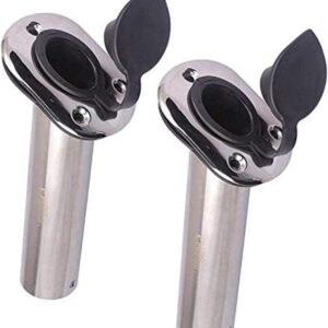 2X Boat Accessories Stainless Steel Flush Mount Fishing Rod Holder 15 Degree Rod Pod for Marine Boat