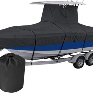 600D Heavy Duty Boat Cover Outdoor Protection and Tear Proof Replacement for T - Top Boat Trailerable Marine Accessories Black (Size : 16-18FT) ()