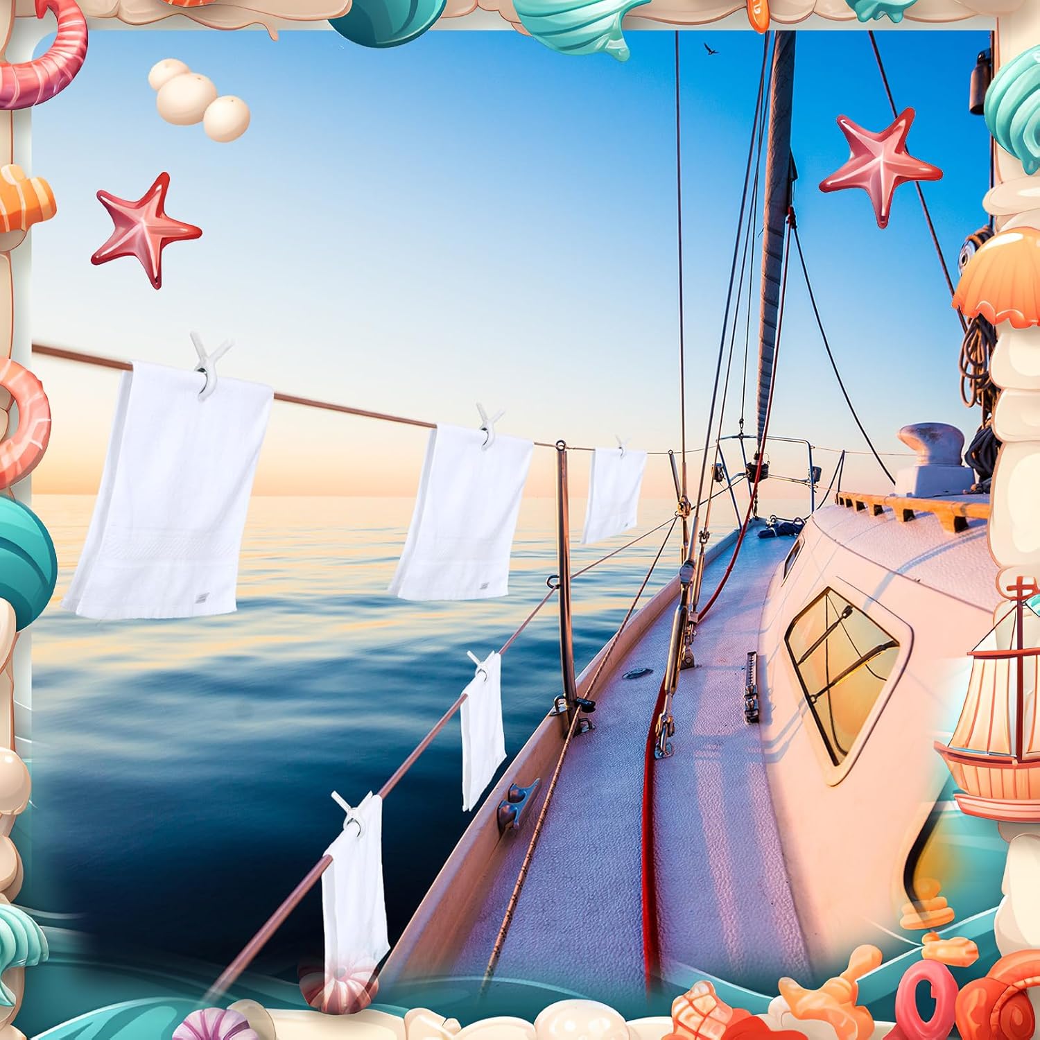 Hushee 8 Pack Marine Boat Rail Towel Clips Storm Proof Large Clips Pontoon Boat Towel Organizer Multi-Purpose Outdoor Laundry for Beach Pontoon Fishing Cruise Travel - Image 8