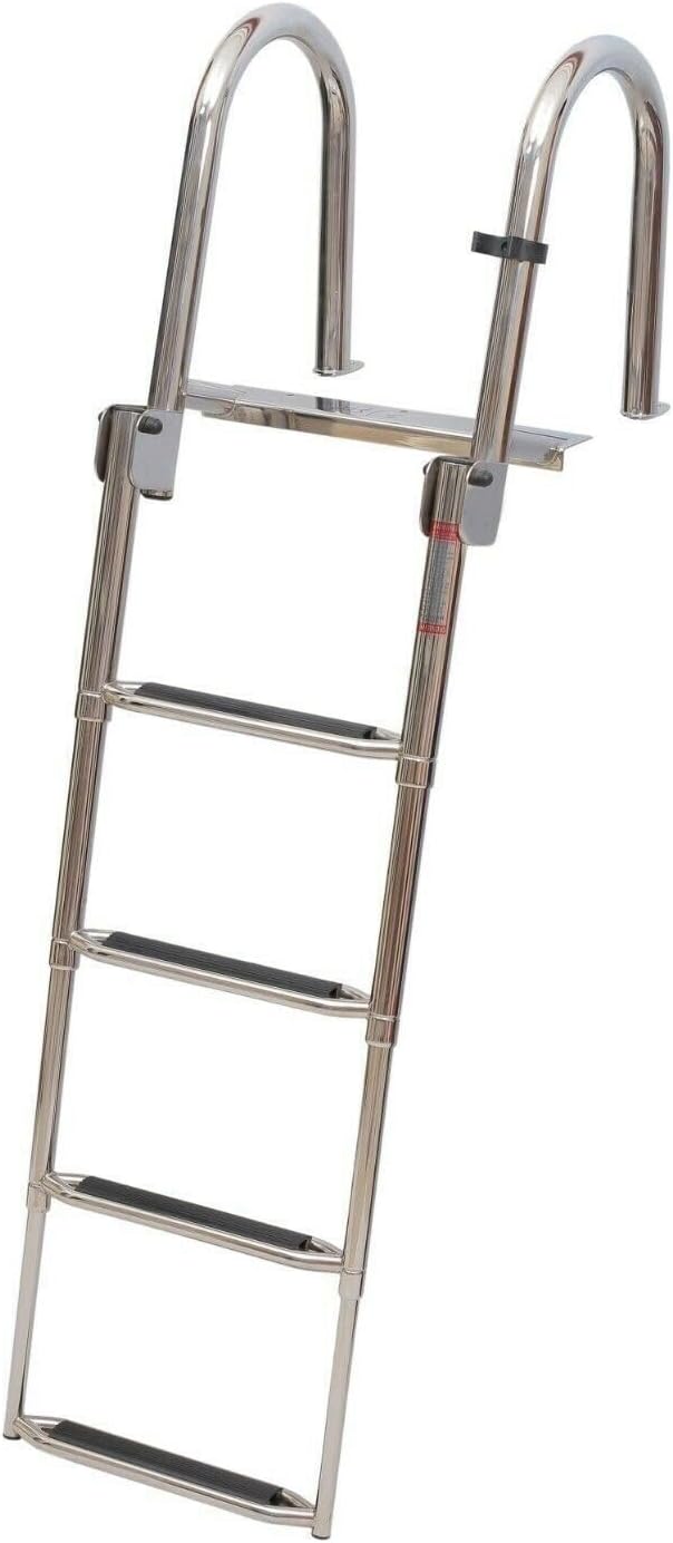 Marine Hardware Boat Accessories Marine 4 Step Folding Telescoping Boat Ladder Stainless Steel Inboard Rail Dock Heavy Duty Siwmming Ladder - Image 4