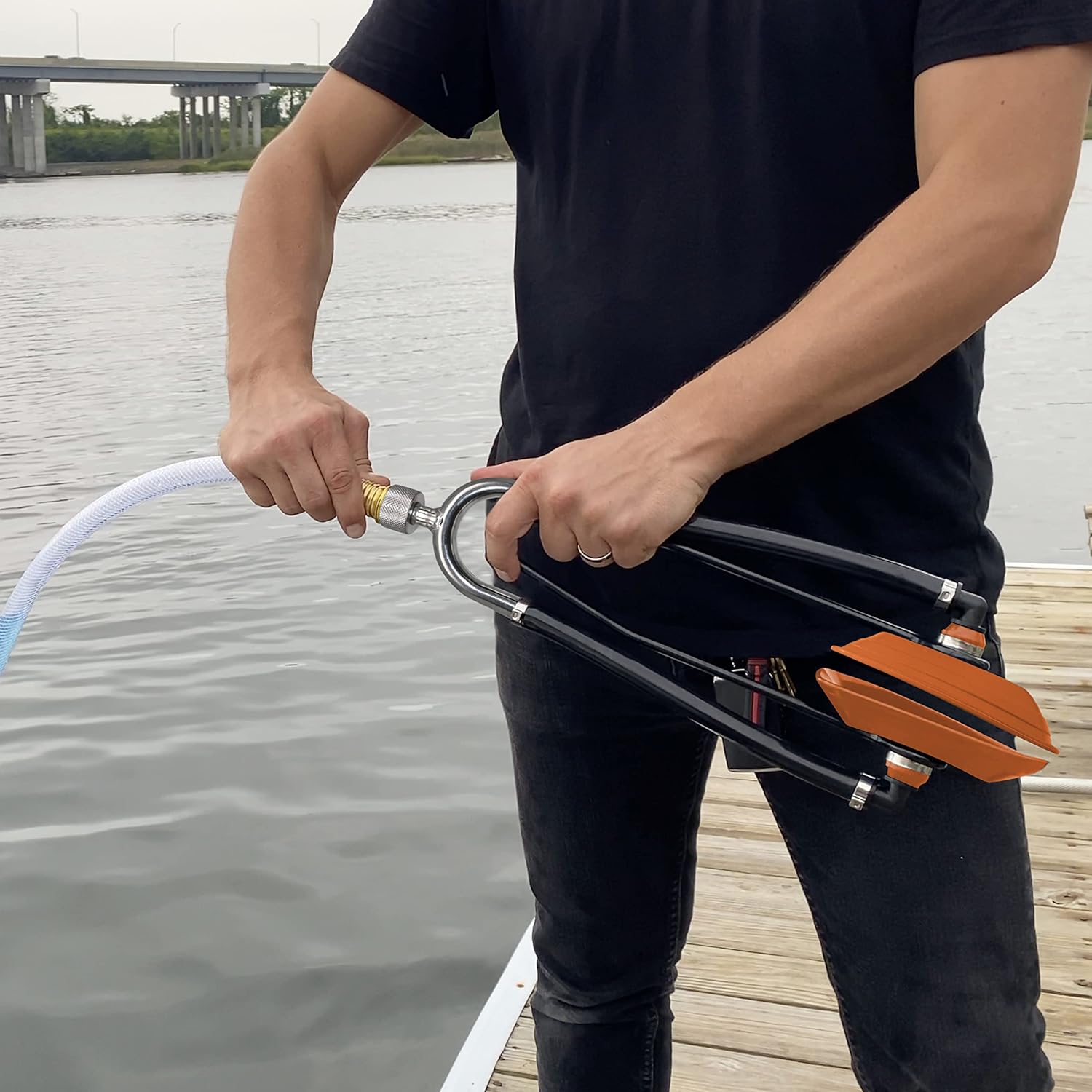 Seaworks Steel Dual Feed Muff Style Heavy Duty Steel Boat Motor Flusher | Use for Antifreeze Winterization or Common Water Flush | 5\/8 Inch Standard Garden Hose Connection - Image 8