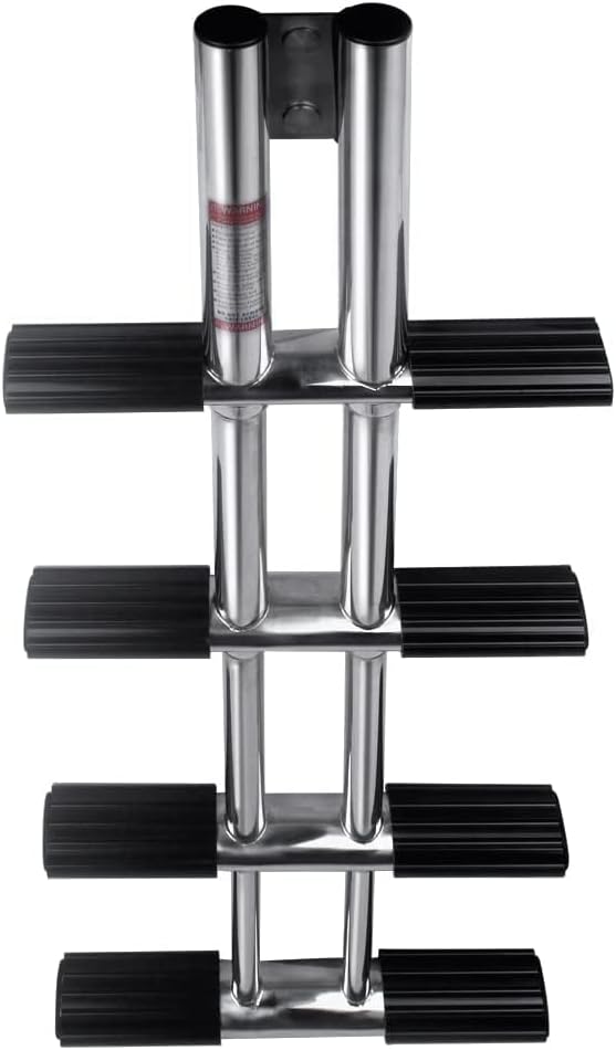 Stainless Steel Boat Ladder, 4 Step Ladder Vertical Telescoping Swim Deck Ladder Transom Mounting Boat Accessories for Marine Yacht/Swimming Pool - Image 5