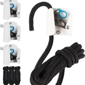 TENGBASE 4PS Pontoon Boat Fender Hanger, 1-1\/4 inch Rail Mount, Fits 3\/8-5\/8 inch Ropes