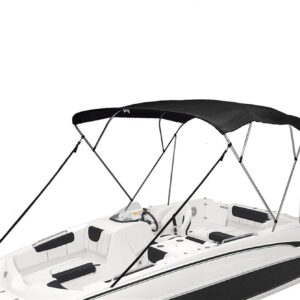 Wingxaoyy Marine Accessories 4 Bow Biminii Top Replacement Canvas Cover Boot Cover with Frame 600D Waterproof Boat Cover for V-Hull\/Jon\/Center Console Boat(Black 91-103W)